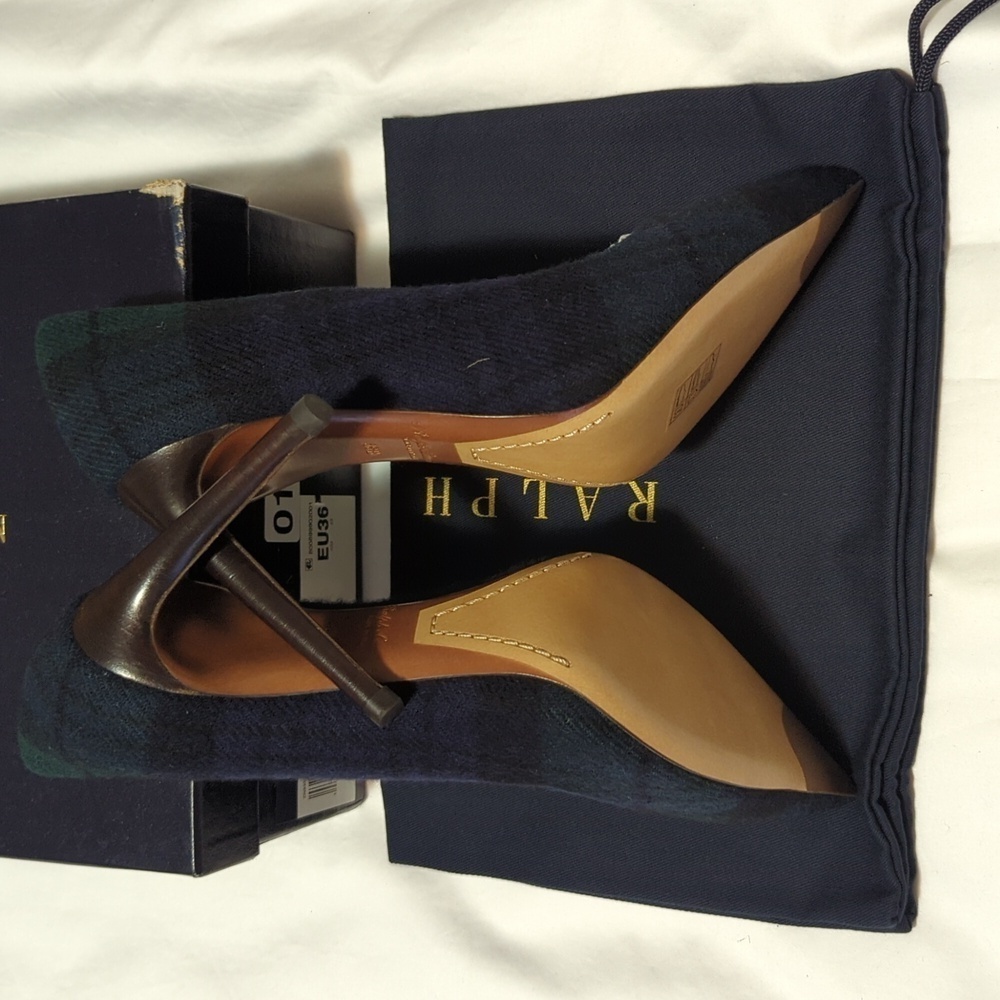 Ralph Lauren Celia Black Watch Tartan Pumps Women's Size 6/36 B Black Mu Tartan. - Picture 5 of 13